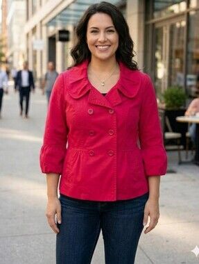 GEORGE Red Jacket, Flared Cuffs and Bottom Hem